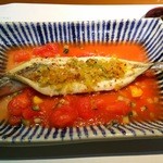 銀のさじ - (270325)　二皿目。さよりに乗っているソースがスパイシーで美味。