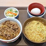 すき家 - 料理写真:とん汁みそラーメン3点セット 450円 , 牛丼 ミニ 390円