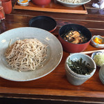 Teuchi Soba Jidori Ryouri Hanabi - 2015年3月。「はなび膳」。もりそばにてりやき丼の組み合わせにいたしました。870円。