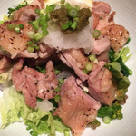 桜庵 - 若鳥モモ肉の塩焼き 柚子胡椒とポン酢を添えて