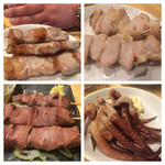 第三秋元屋 - 白金豚ロース塩焼き、上ミノ、半焼きタン、烏賊下足焼き。いづれも誠に旨し！