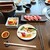 飛騨牛一頭家 馬喰一代 - 料理写真:■野菜は少し崩して食べてますw
          
          ◯特選網焼きランチ　5,830円
          
          を頼んだつもりが、何故かコチラの勘違いで
          
          ●網焼きランチ　2,970円　になっていて
          
          僕らも追随して同じメニューを注文している