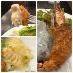 麻布笄軒 - サクサク＆プリプリ「有頭海老フライ」とポテサラ