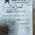 大衆食堂 てんぐ大ホール - レシート