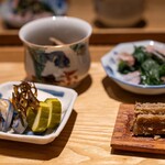 手打蕎麦 じゆうさん - 2026.5 お通し（1,900円）予約料 / 素料理とワンドリンク