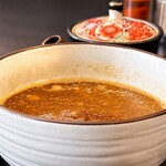 燕三条 中華そば 鬼にぼ - 具無しのつけ汁と割りスープ