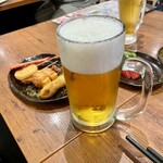 三代目 鳥メロ - 生大サイズと、串揚げ盛り合わせ