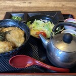 博多若鳥 - 冷やし出汁かけとり天定食/ごはん少な
め。