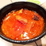 つけ麺 五ノ神製作所 - 2015年4月1日の海老トマトつけ麺のつけ汁