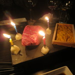 SATOブリアン - シャトーブリアンと雲丹のバースデー・ステーキ(笑)
      