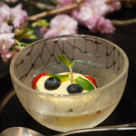 北新地 湯木 - 2015.3　フルーツゼリー寄せ アングレーズソースと共に