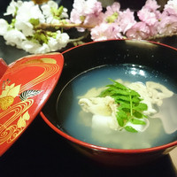 北新地 湯木 本店 - 2015.3　煮物椀  蛤 潮仕立て  胡麻豆富と共に 木の芽