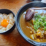 得正 - 料理写真:カレ~うどん並&たまごライス♪