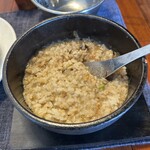 笹イ庵夢 - スープを入れて混ぜます。激ウマです！
