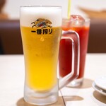 手打ち蕎麦 雷鳥 - 2026.6 キリン一番搾り生ジョッキ（605円）
