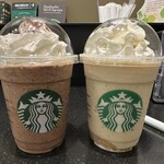 スターバックスコーヒー - ドリンク写真:『ダークモカチップフラペチーノ』『ハニーバナナフラペチーノ』