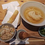 扇町うどん屋 あすろう - ひやかけ＋かやくごはんセット＋鯛ちくわ天