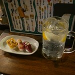 オオモリヤ - 生レモンサワー・お通し