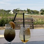 農家レストラン 陽・燦燦 - 左、クラフトコーラ。右、自家製レモネード。