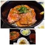 Kumayasuseinikudou - ◆この日のサービスランチ「USプライムローストビーフ丼（780円）」
      ローストビーフタップリですよ。柔らかくて美味しいそうす。