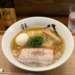 銀座 八五 - 味玉中華そば¥1400、瓶ビール（小）¥500