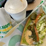 サブウェイ - 料理写真:アボカドベジー(チポトレ・バジルソース)アイスカフェラテ ポテト