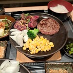とろけるハンバーグ福よし - とろけるハンバーグとハラミステーキコンボ御膳Sサイズ