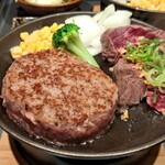 とろけるハンバーグ福よし - とろけるハンバーグとハラミステーキコンボ御膳Mサイズ