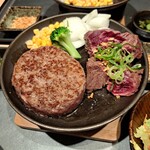 とろけるハンバーグ福よし - とろけるハンバーグとハラミステーキコンボ御膳Mサイズ