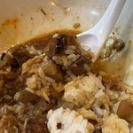 RAMEN ガモウスマイル - 麺を頂いた後のご飯投入