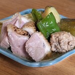 ほしのま - 料理写真:鴨肉、ツクネ、ネギ、佐土原茄子、ピーマン