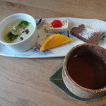 Touya bou - 小豆と抹茶のパンナコッタ・こしあんのガトーショコラ・自家製アイス