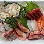 魚吉 - 刺身盛合せ2000円＋ホッキ貝で2800円くらいでした