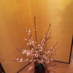 初音屋 - 桜の花がお出迎え。