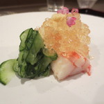 初音屋 - カニは上に土佐酢のジュレが。良い口直し。