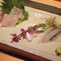 鮨龍尚 - お造り(さより/えんがわ/ひらめ)