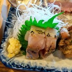 味自慢 - 【鯵満定食】の鯵の刺身