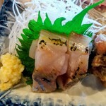 味自慢 - 【鯵満定食】の鯵の刺身