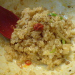 めだかタンタン - 201504④めだかデスソースや粉山椒を入れてまぜまぜ～！