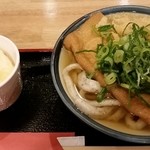 うどん 讃く - かけうどん小200円＋きつね120円＋半熟玉子天120円
