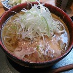 山形蕎麦と串揚げのお店 焔蔵 - 夫の食べた冷たい肉そば