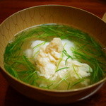 松川 - 【春】おこぜと湯葉のお椀、生姜の香り高く(2015.04.04)