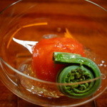 松川 - 【春】高知県徳谷トマト、ゼンマイを添えて(2015.04.04)