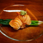 松川 - 【春】赤貝のお造り、初収穫の蕪を添えて(2015.04.04)