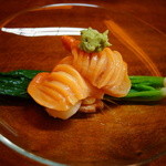 松川 - 【春】赤貝のお造り、初収穫の蕪を添えて(2015.04.04)