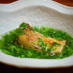 松川 - 【春】ぐじ、菜の花を散らしたお出汁に沈めて(2015.04.04)