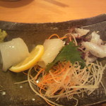 まるとく食堂 - やりいか刺しです。透明でプリプリ！