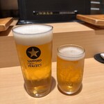 寿司処つる田 - 生ビールとノンアルコールビールで乾杯！