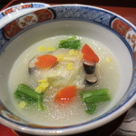天雅 - 金目鯛を白菜で巻いた物に聖護院蕪の餡が。