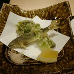 和食 こんどう - たらの芽とこごみと稚鮎の天ぷら